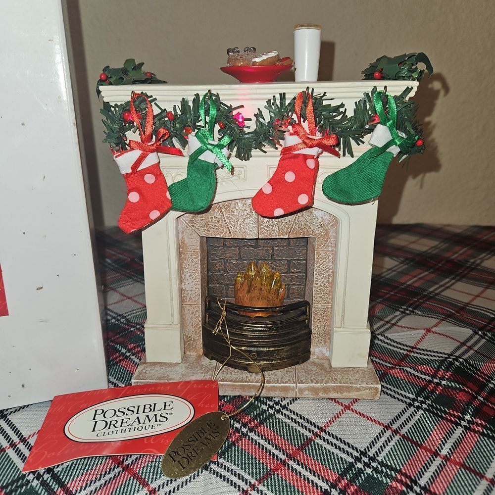 Department 56 Cozy "Fireplace" Possible Dreams Clothtique Lighted Table Decor - Picture 3 of 11